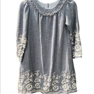ISOBELLA & Chloe Juniors Boho Shabby Chic Embroidered Lined Dress EUC Size 12